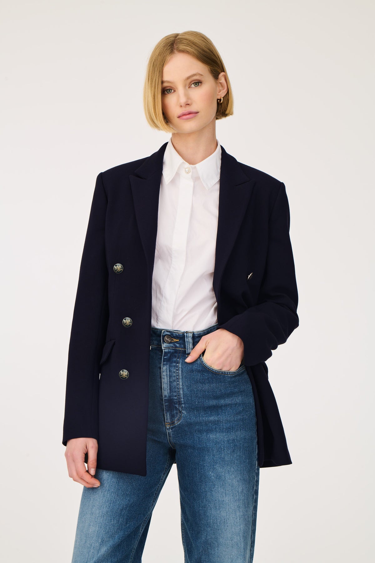 Blazer en microfibre navy