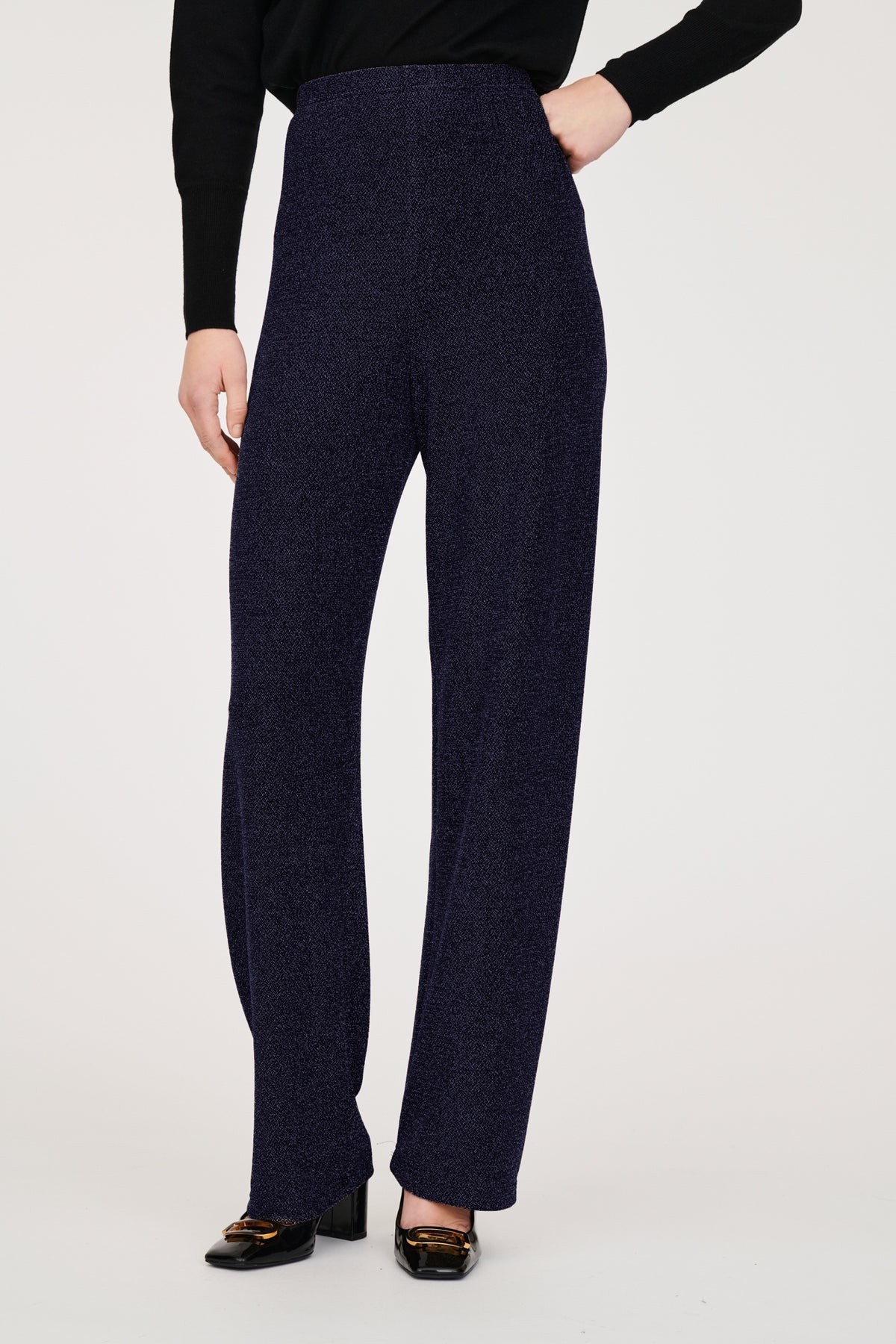 Pantalon large elastiqué en jersey lurex