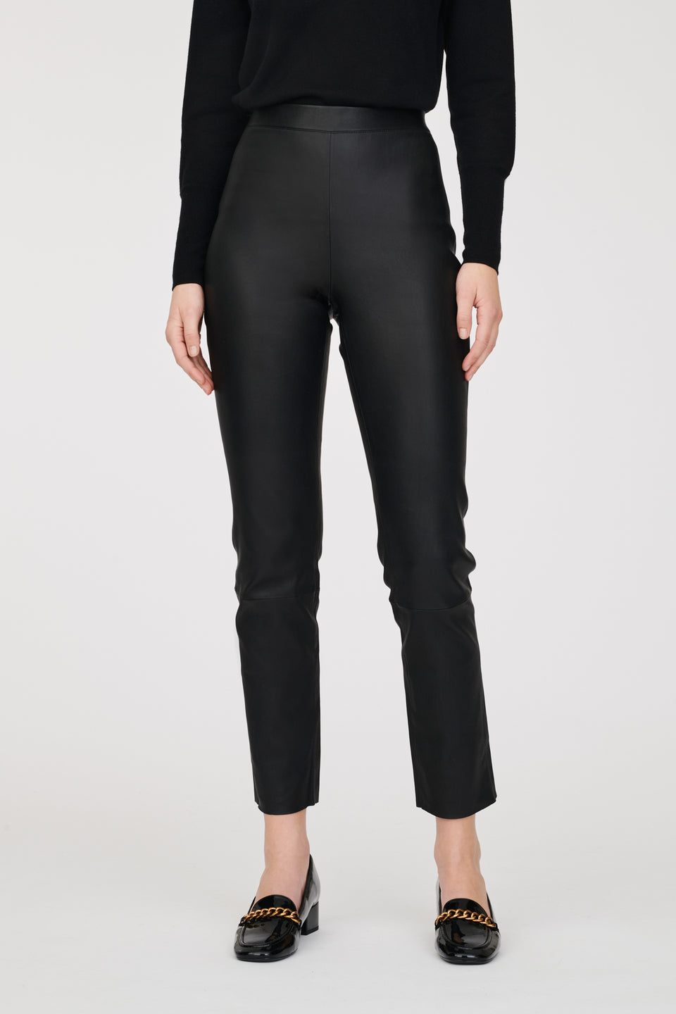 Legging en cuir nappa noir