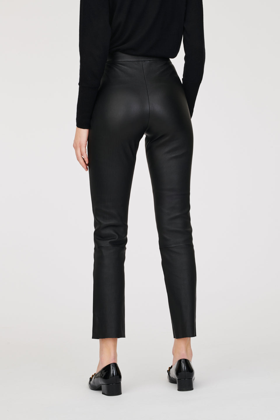 Legging en cuir nappa noir