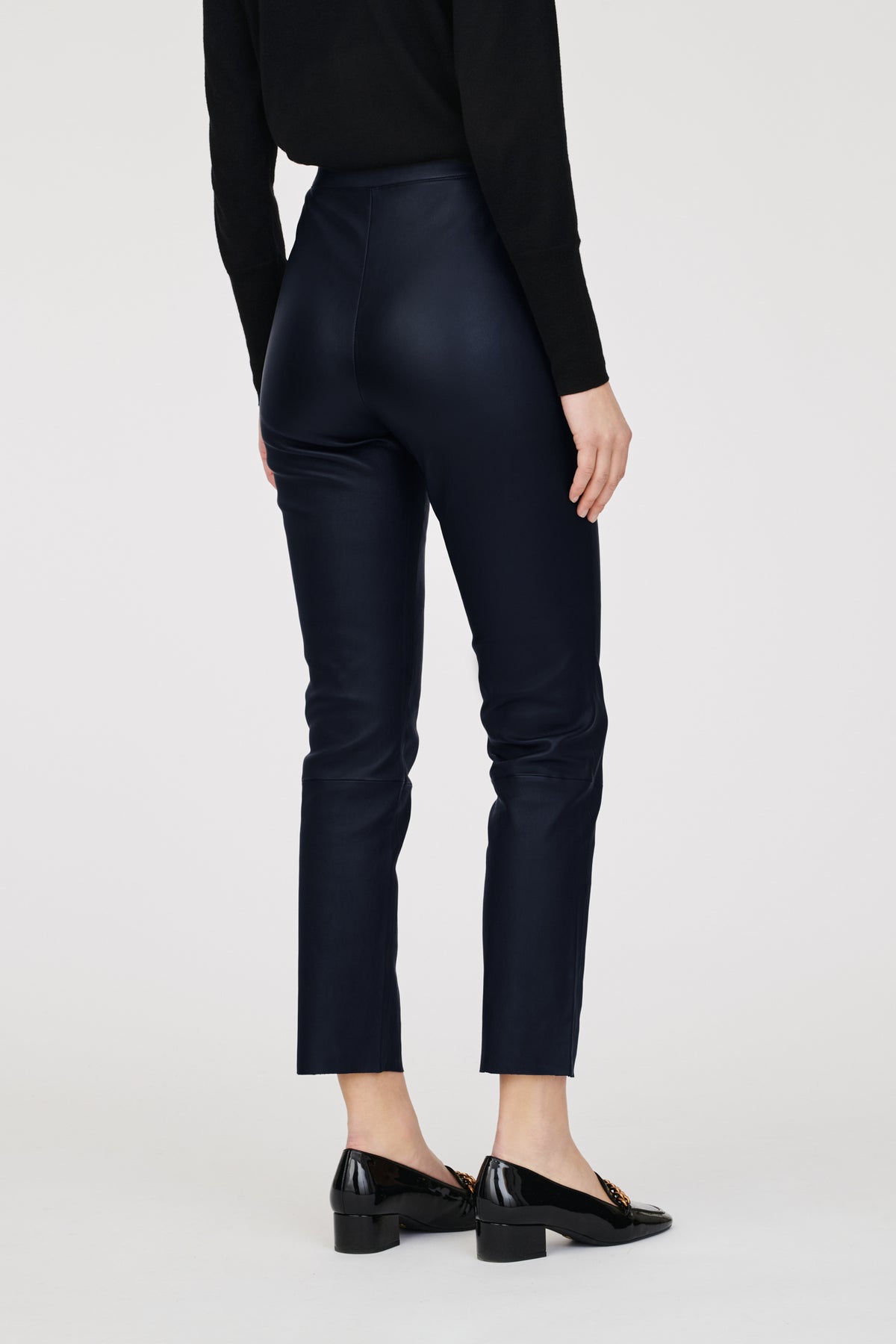 Legging en cuir nappa Marine