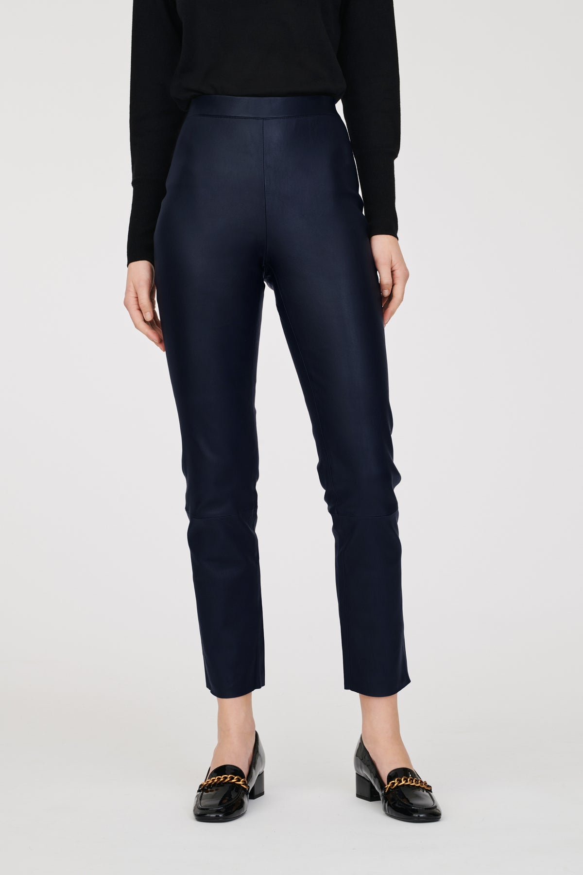 Legging en cuir nappa Marine