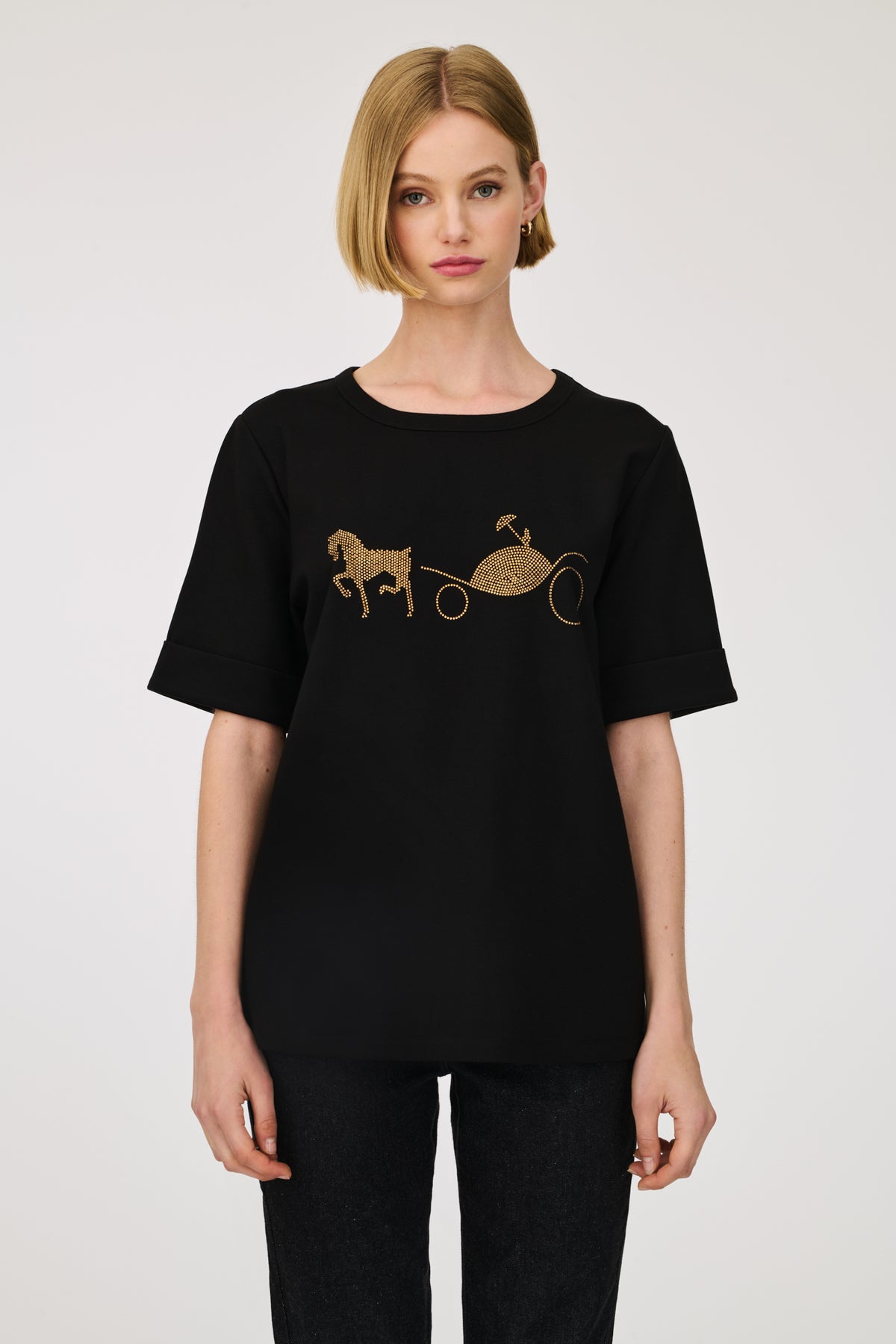 T-shirt logo strass et stud