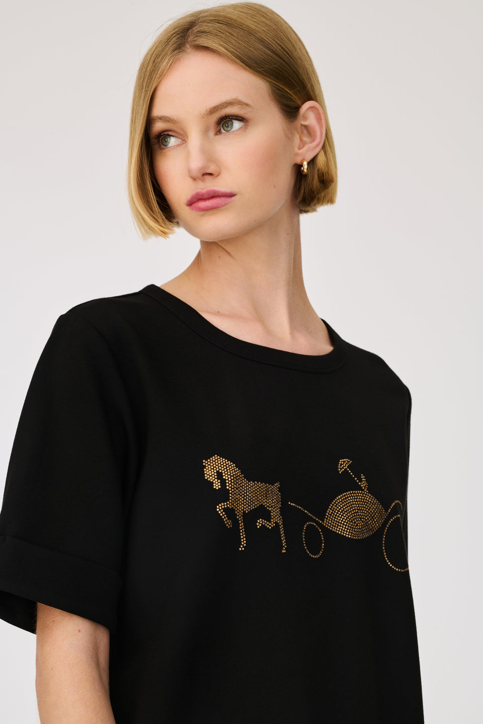 T-shirt logo strass et stud