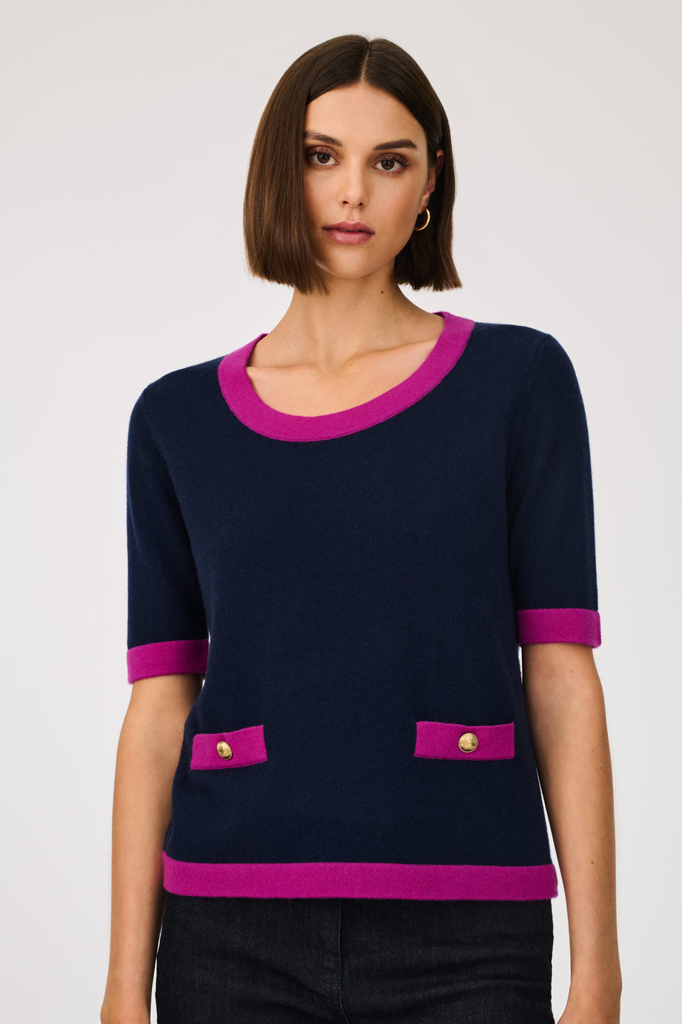 Pull bicolore en cachemire