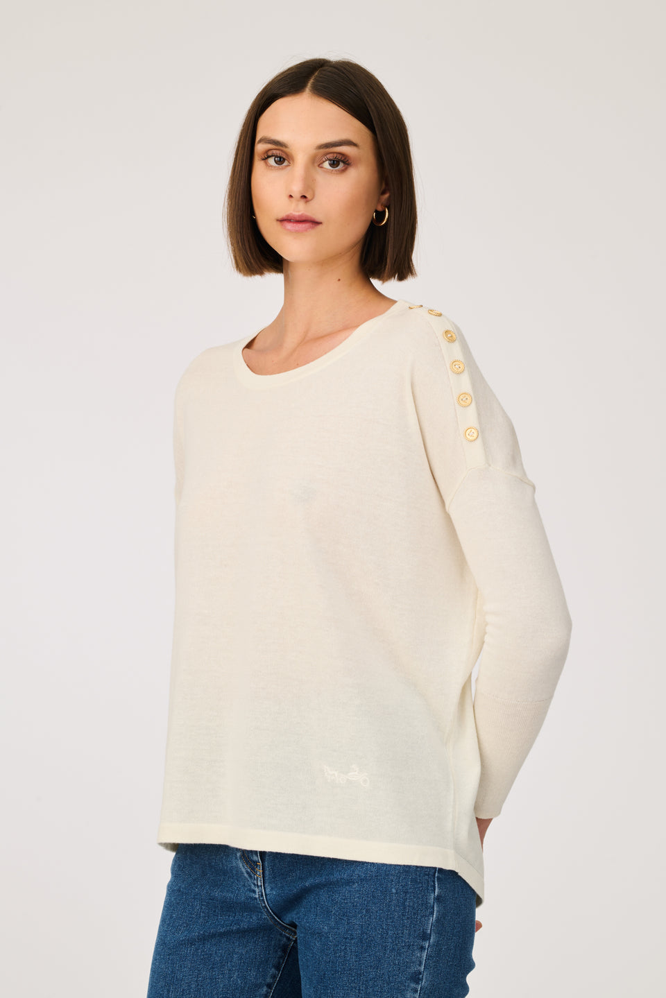 Pull en cachemire et soie col rond