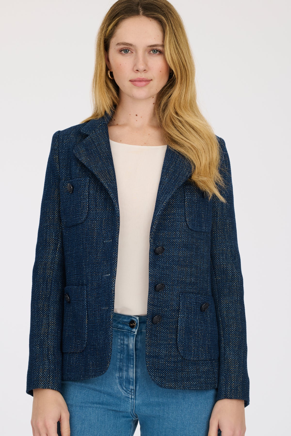 Veste blazer en tweed jean