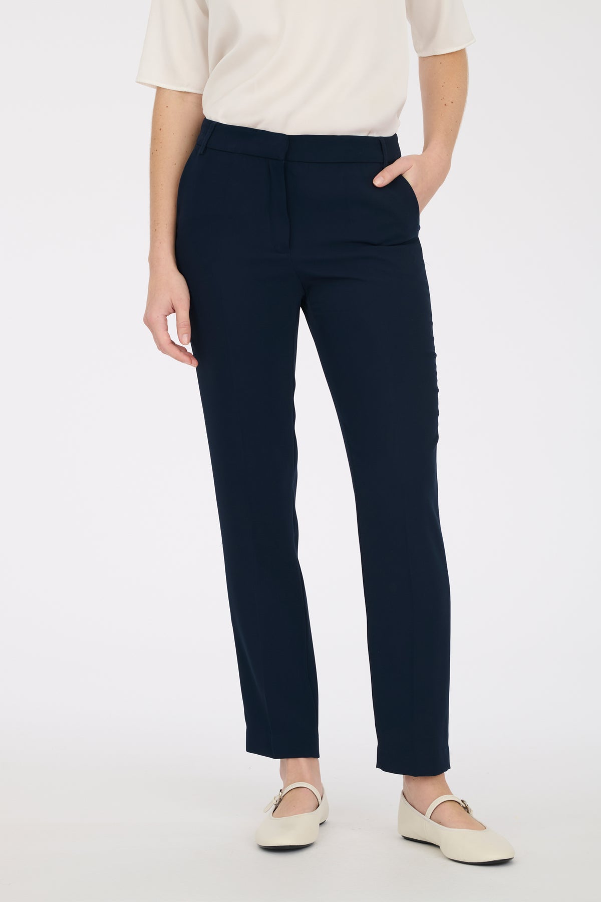 Pantalon droit en microfibre