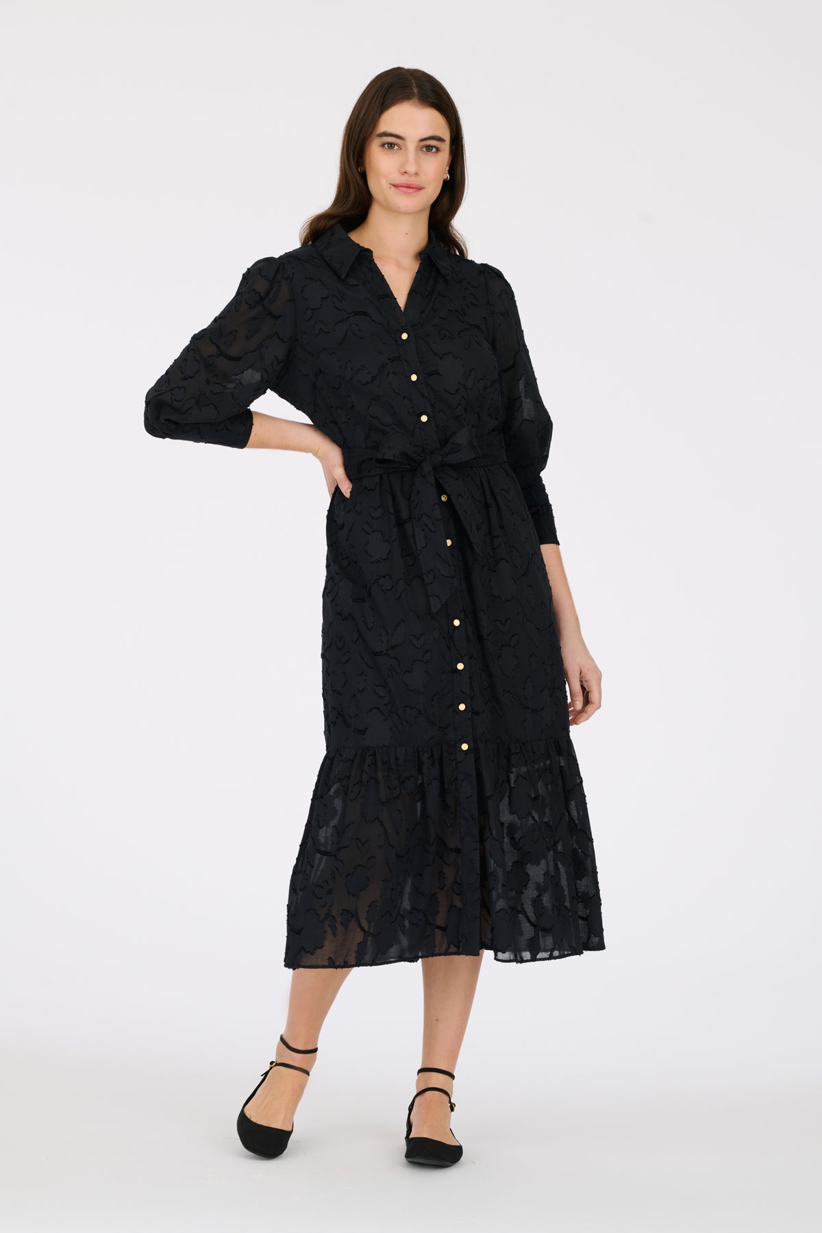 Robe longue en jacquard de coton