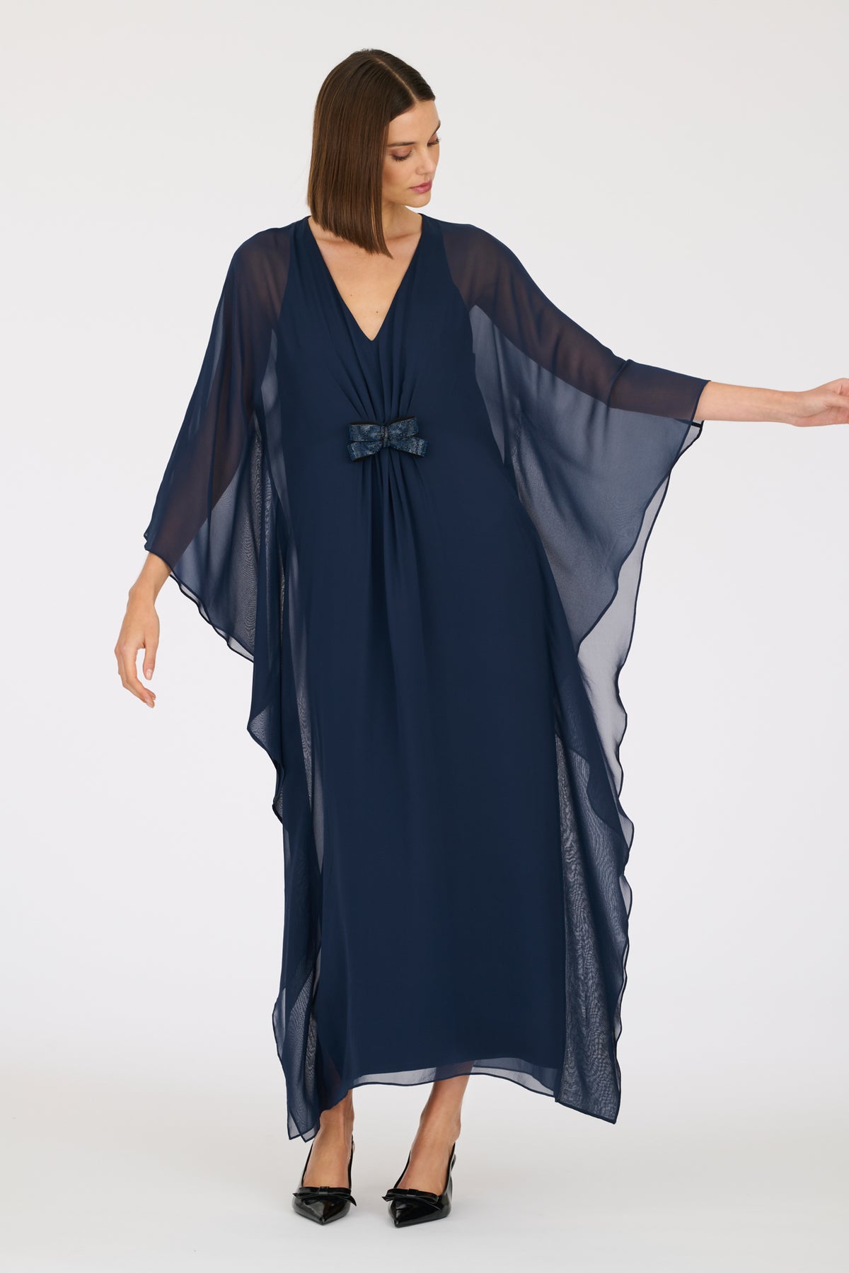 Robe longue cocktail à bijoux noeud