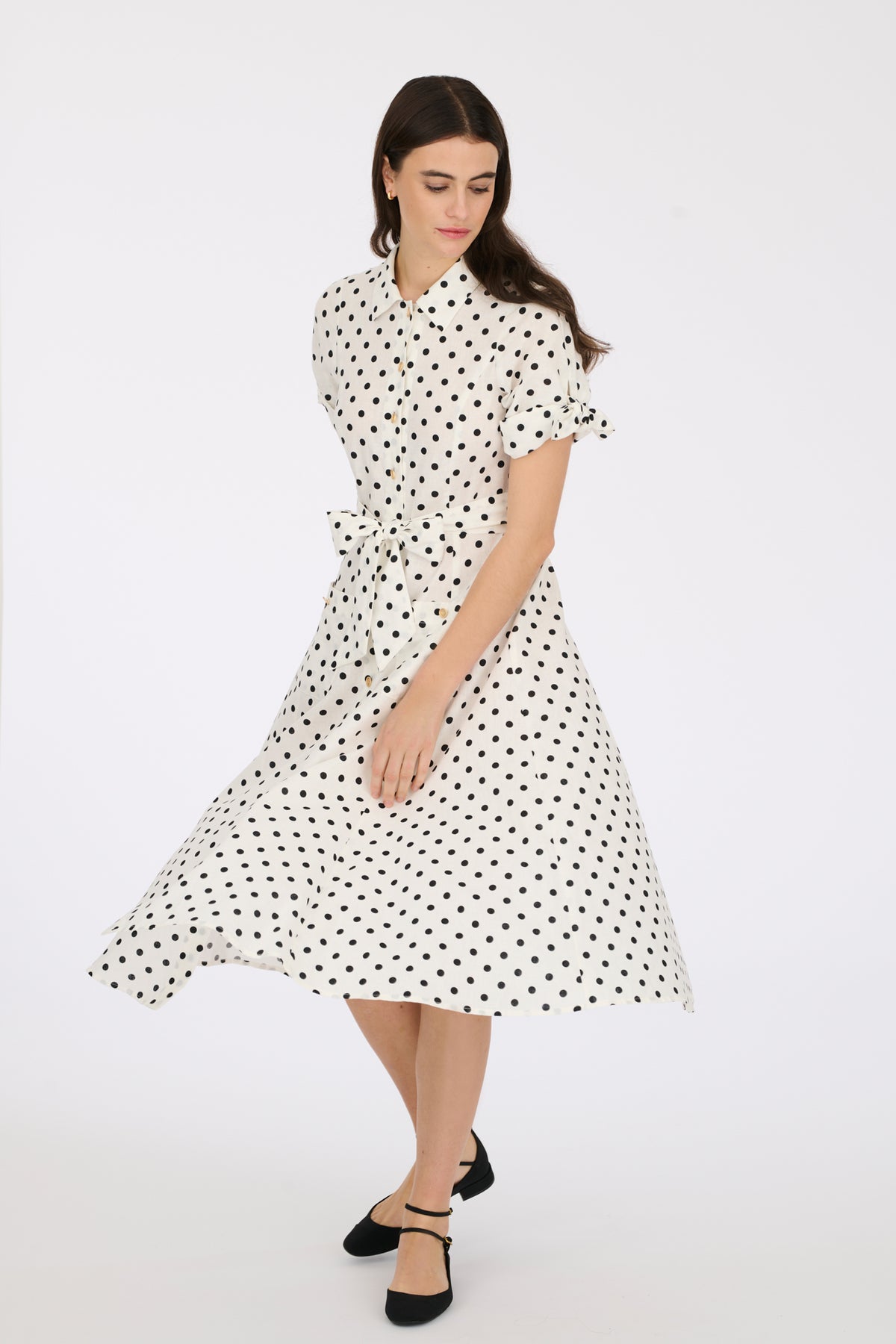 Robe chemise à pois