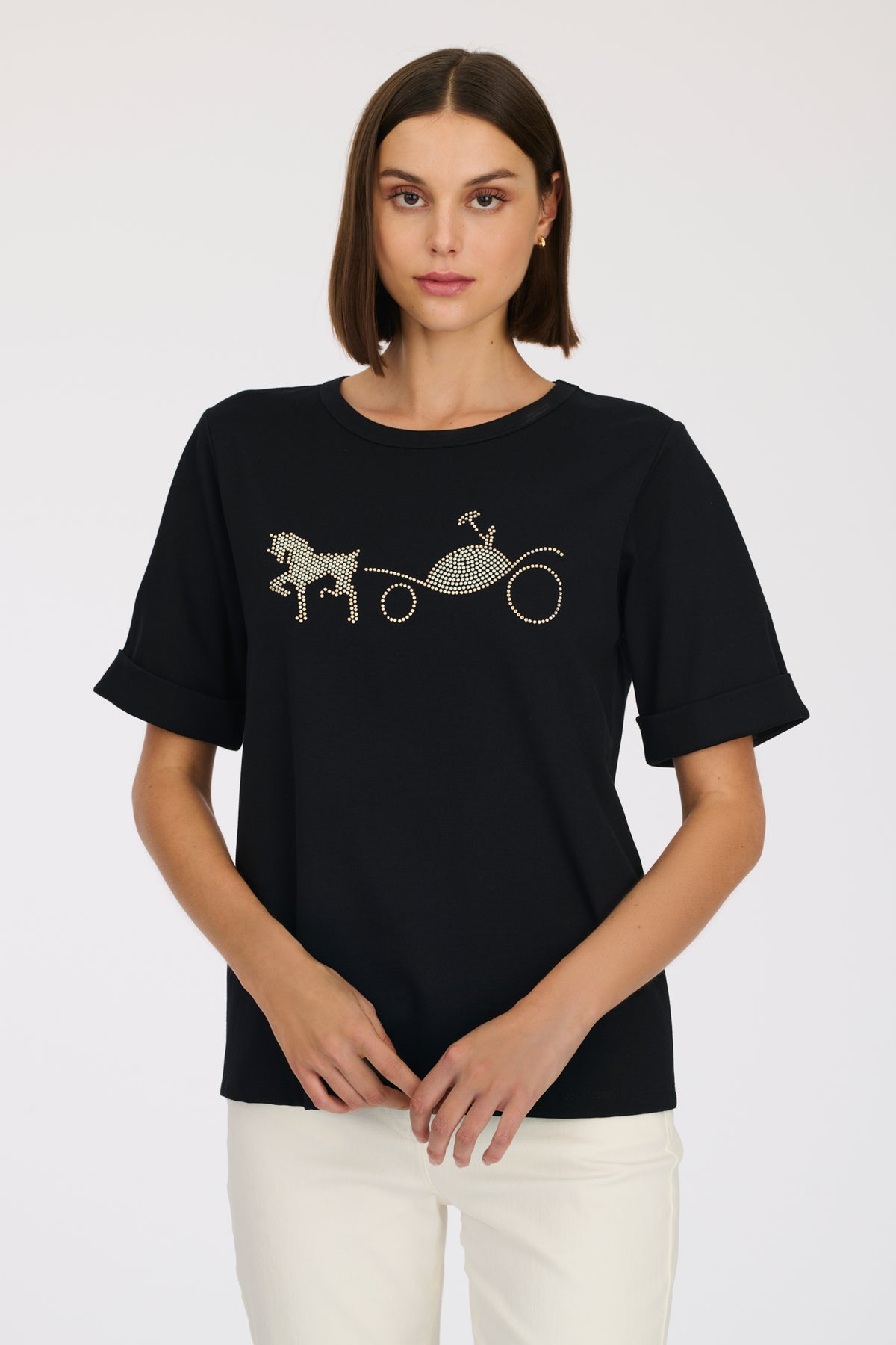 T-shirt logo strass et stud