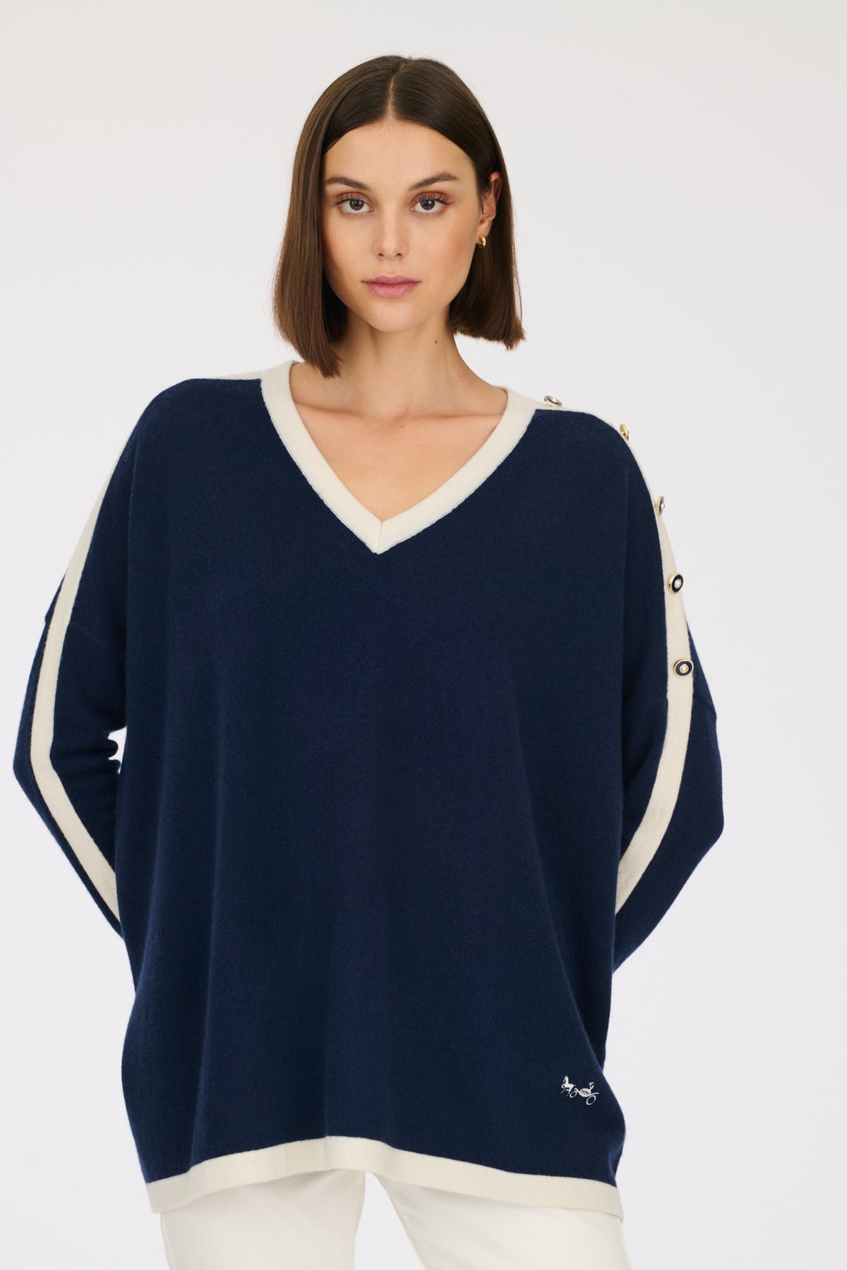 Pull col v en cachemire