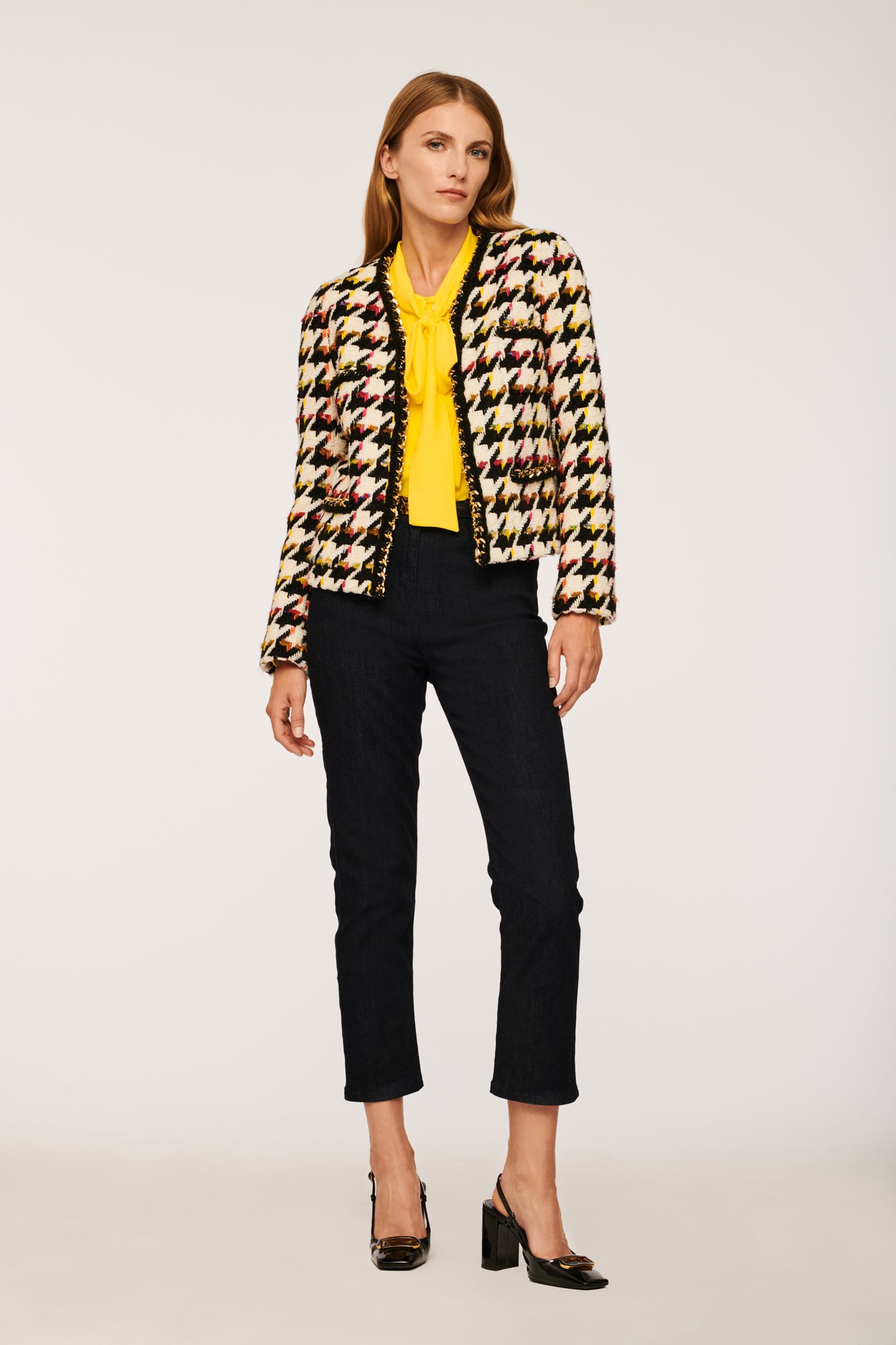 Yellow hot sale houndstooth blazer