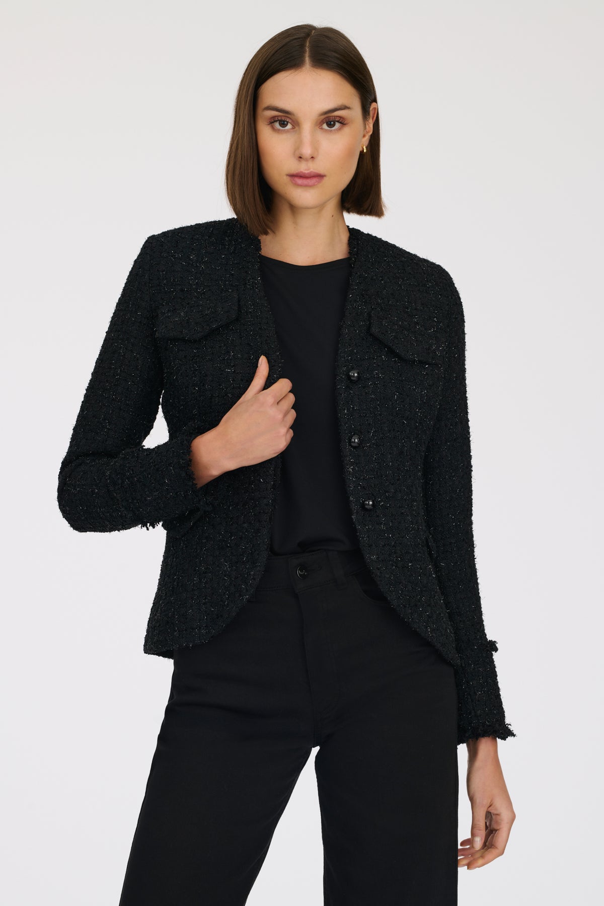 Veste en tweed frangé