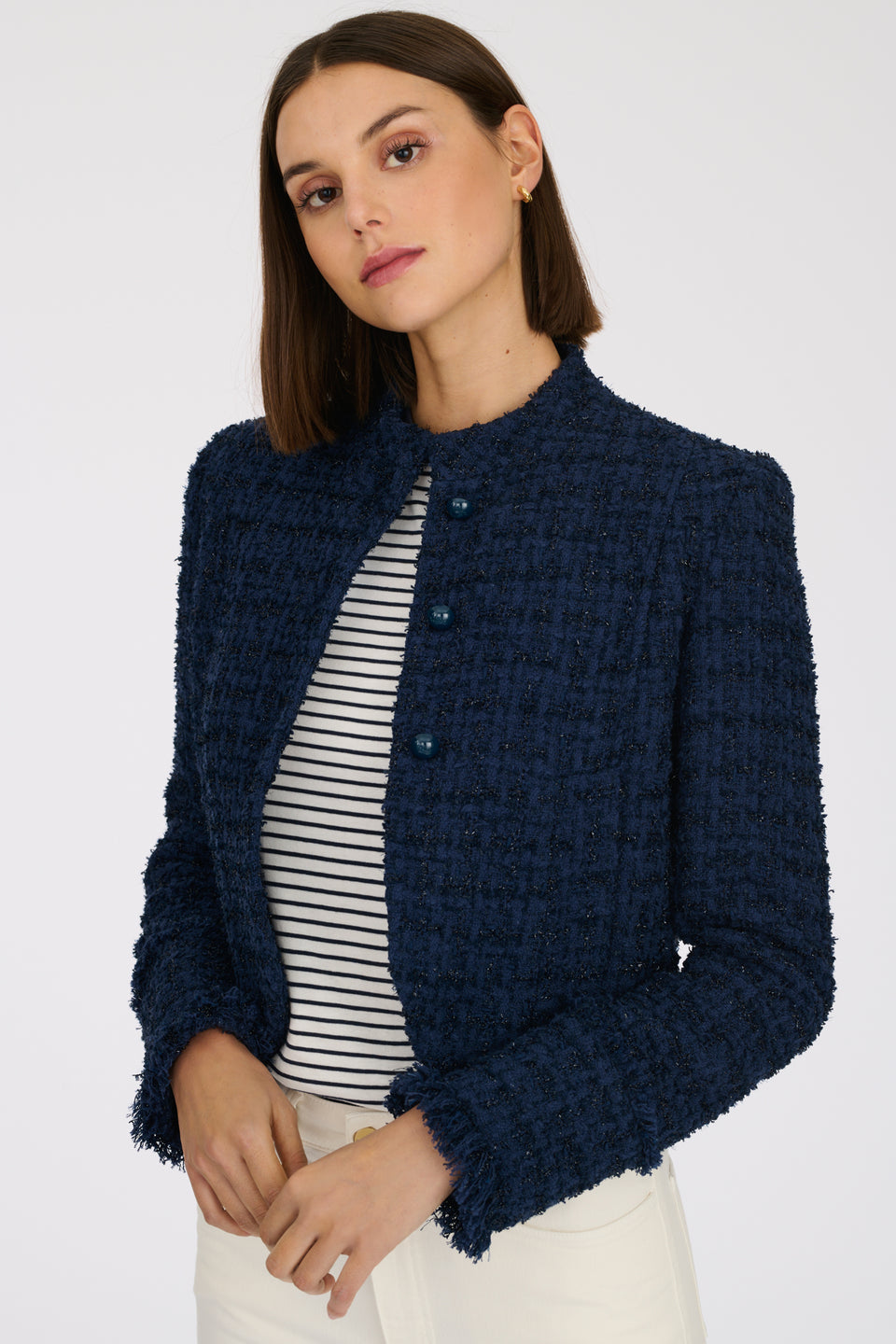 Veste col officier en tweed