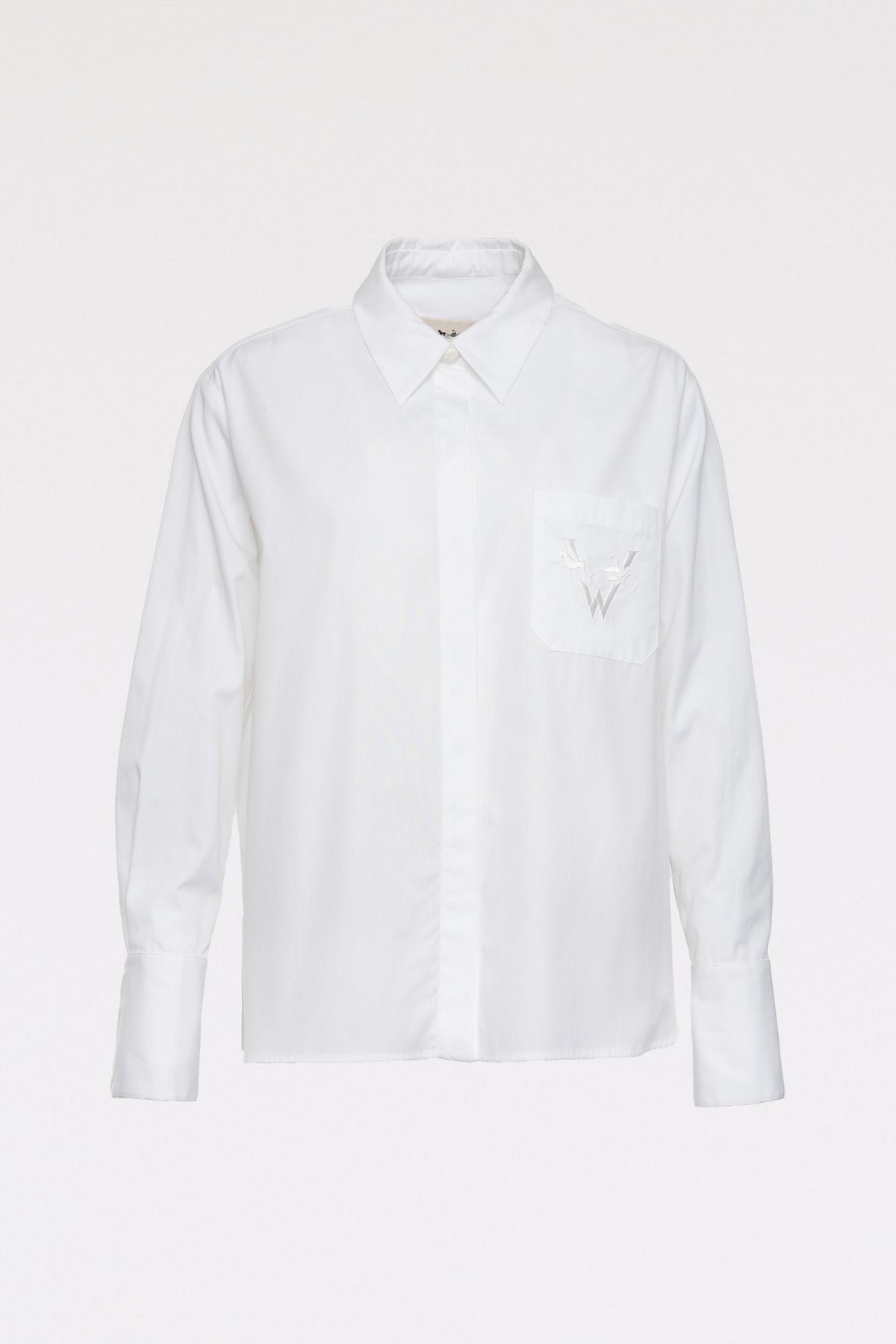 Chemise brodée en popeline blanche