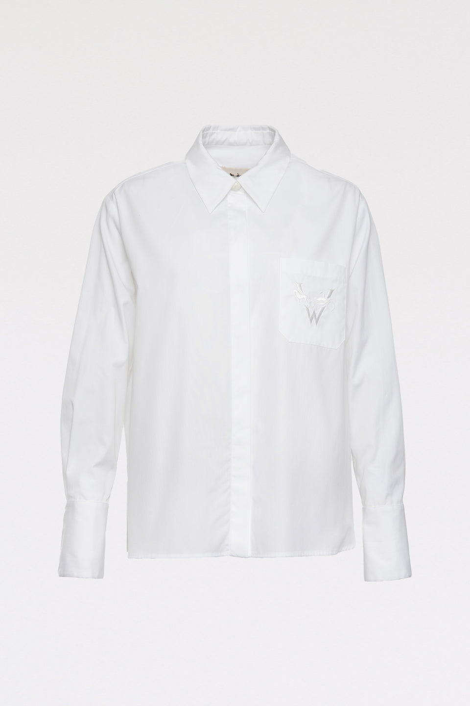 Chemise brodée en popeline blanche